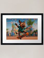 Listing image for Skater Okapi Framed Art Print Framed Wall Art Poster Canvas Print Picture