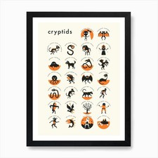 Listing image for Cryptids A Z Art Print Framed Wall Art Poster Canvas Print Picture
