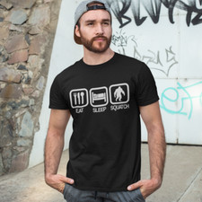 Listing image for EAT SLEEP SQUATCH T-SHIRT - Bigfoot sasquatch yeti finding funny love paranormal