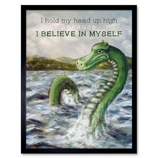 Listing image for Quote Typograph Painting Nessie Motivation Believe 12X16 Inch Framed Art Print