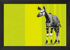 Listing image for Okapi Illustration on Green Backgro Framed Wall Art Poster Canvas Print Picture