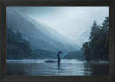 Listing image for Loch Ness Monster in Lake Framed Wall Art Poster Canvas Print Picture