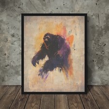 Listing image for Vintage SASQUATCH Wall Art, Retro BIGFOOT Cryptid Poster, Yeti Ape Animal Decor