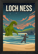 Listing image for Loch Ness Monster Cryptid Travel Po Framed Wall Art Poster Canvas Print Picture