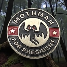 Listing image for Mothman for President - Cryptid Enamel Pin - Fun Gift - New & In Stock!