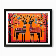 Listing image for Okapi 1 Folk Style Animal Illustrat Framed Wall Art Poster Canvas Print Picture