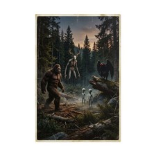 Listing image for Cryptid Council Poster, Vintage Horror Fantasy Print, Retro Wall Art Decor