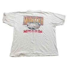 Listing image for Vintage Monster Lake Cody Wyoming Fishing T-Shirt Mens 2XL Grey Graphic Trout