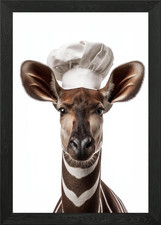 Listing image for Okapi Chef Portrait Framed Wall Art Poster Canvas Print Picture
