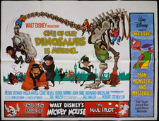 Listing image for One of Our Dinosaurs Missing / Nessie ORIGINAL Quad Film Poster Disney 1976