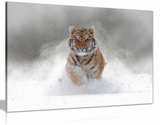 Listing image for Siberian Tiger Running In Snow Wildlife Nature Canvas Wall Art Picture Print