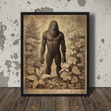 Listing image for Vintage SASQUATCH BOTANICAL Wall Art, Bigfoot Flower Decor, Cryptid Tree Poster